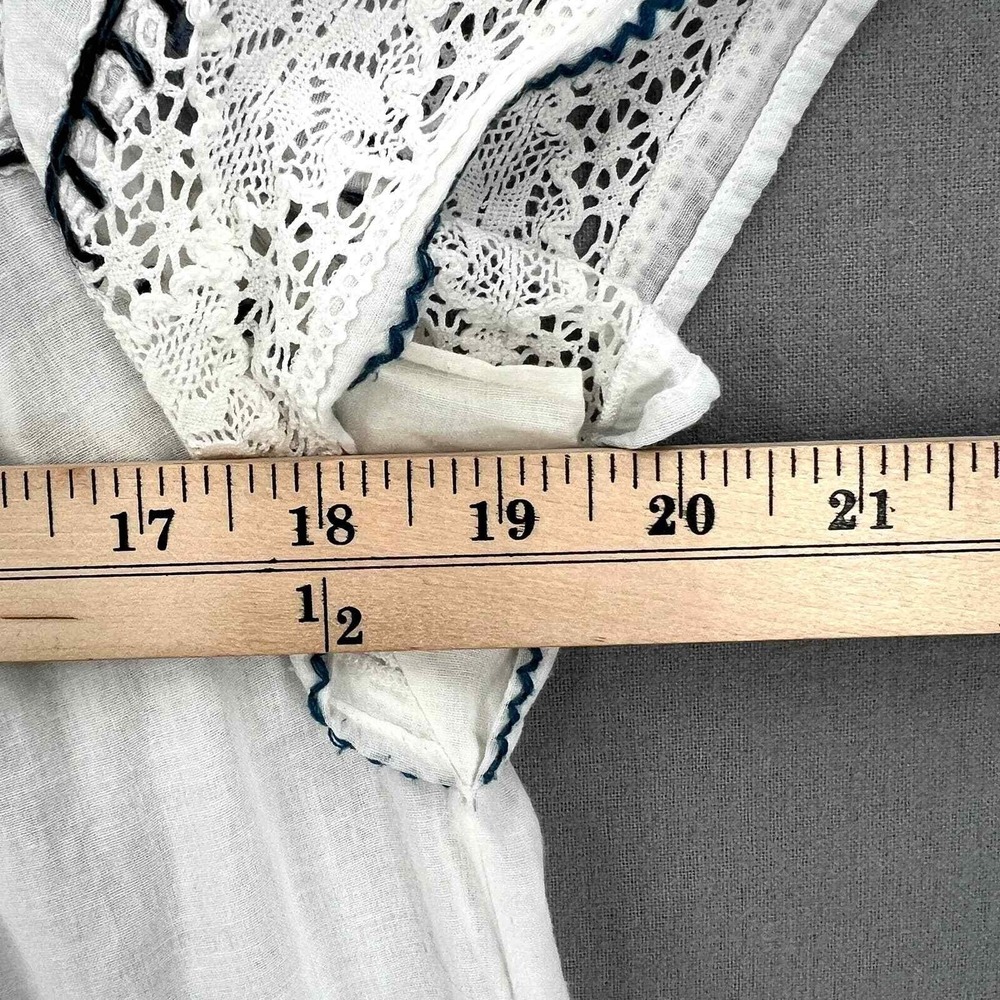 CALYPSO ST BARTH Crochet Embroider Top Women Small White Blue Boho Floral Retro - Picture 15 of 16